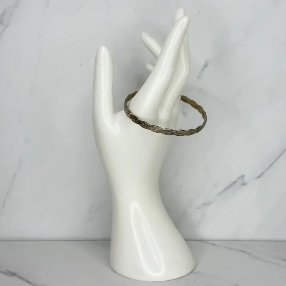 Alpaca Hecho En Mexico Vintage Flat Braided Bangle Bracelet Silver Tone ✨